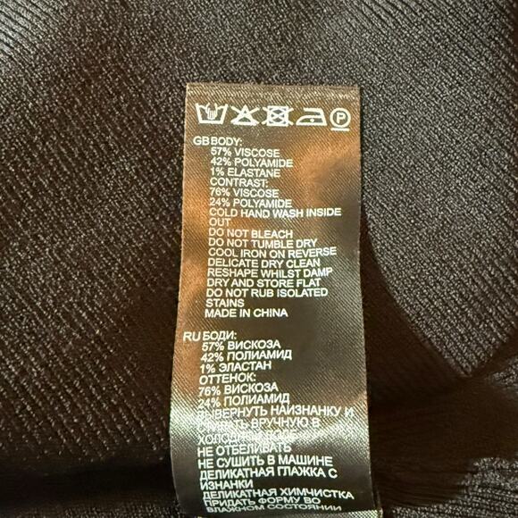 Reiss Venus Sheer Sleeve Plunge Top Black Mesh Panels Long Sleeve - Size Large - Picture 6 of 13